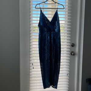 Wayf blue sequin dress worn once